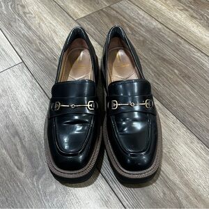 Sam Edelman Black Loafers with Gold Accents